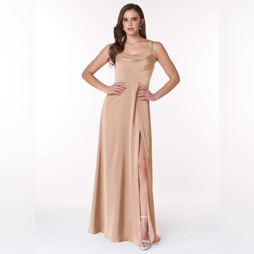 Azazie Clove Stretch Satin Dress in English Rose